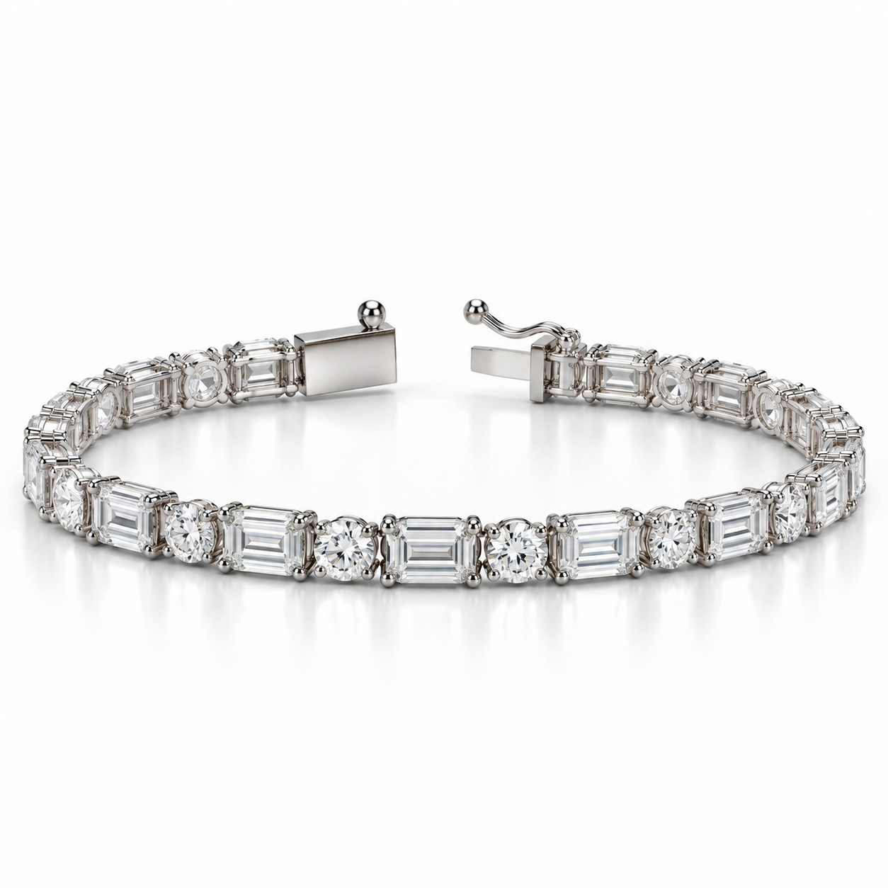 Emerald & Round Lab-grown Diamond Tennis Bracelet