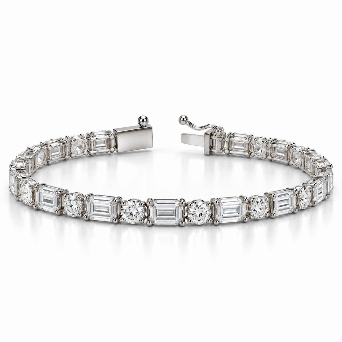 Emerald & Round Lab-grown Diamond Tennis Bracelet
