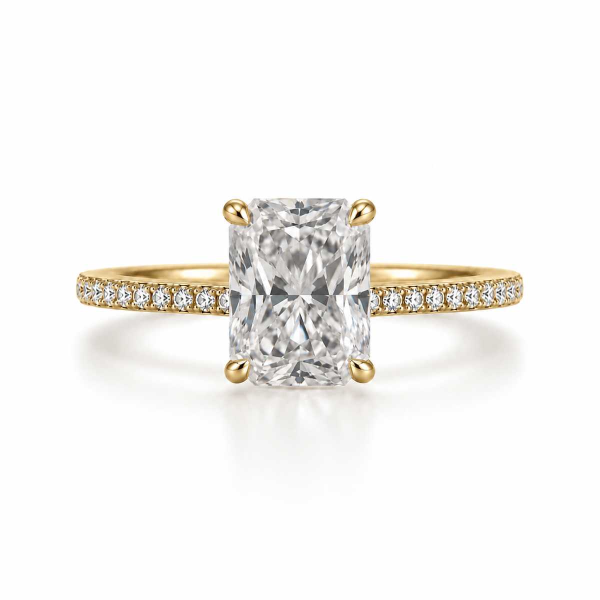 Radiant Cut Pavé Lab Diamond Engagement Ring