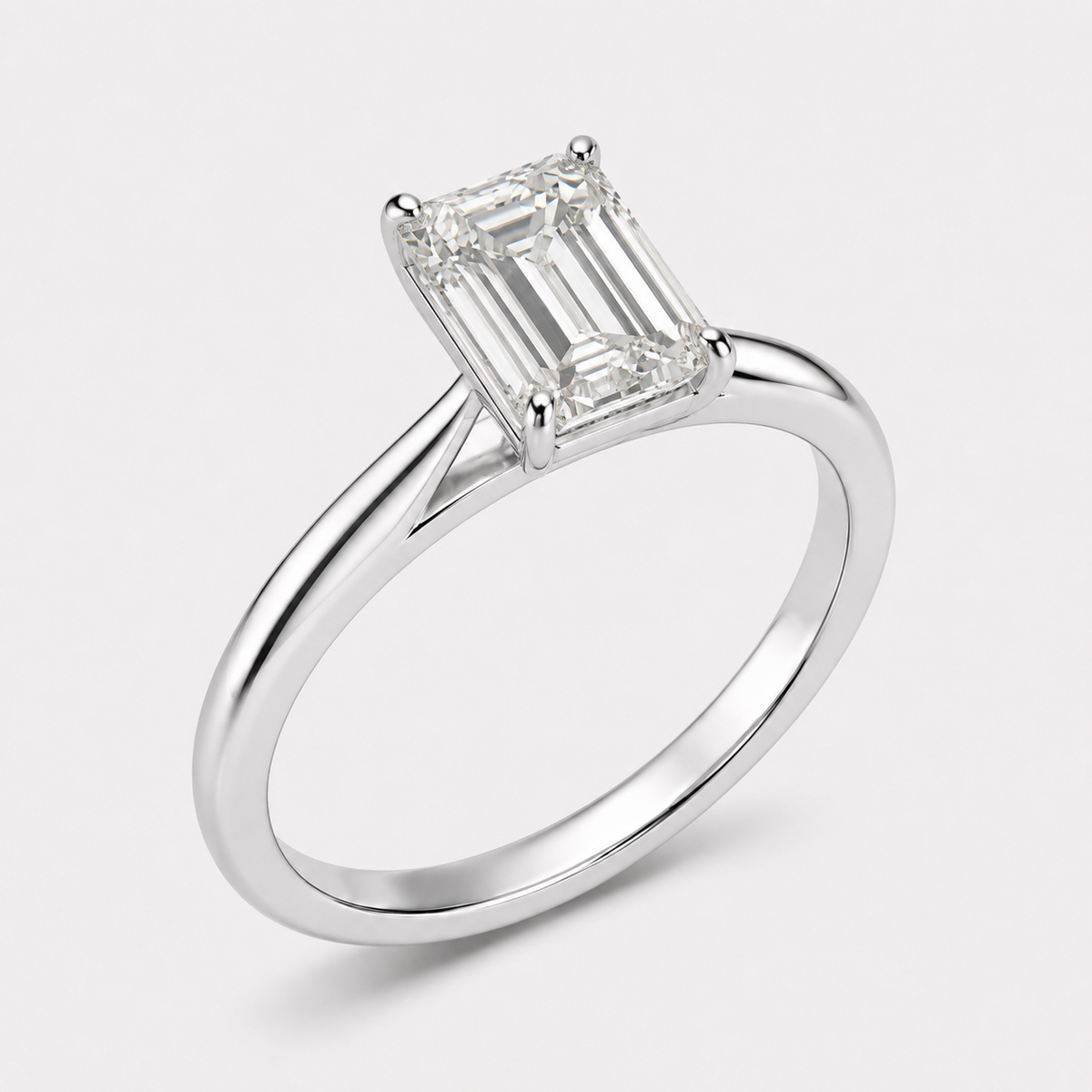 Emerald Lab Diamond Solitaire Ring