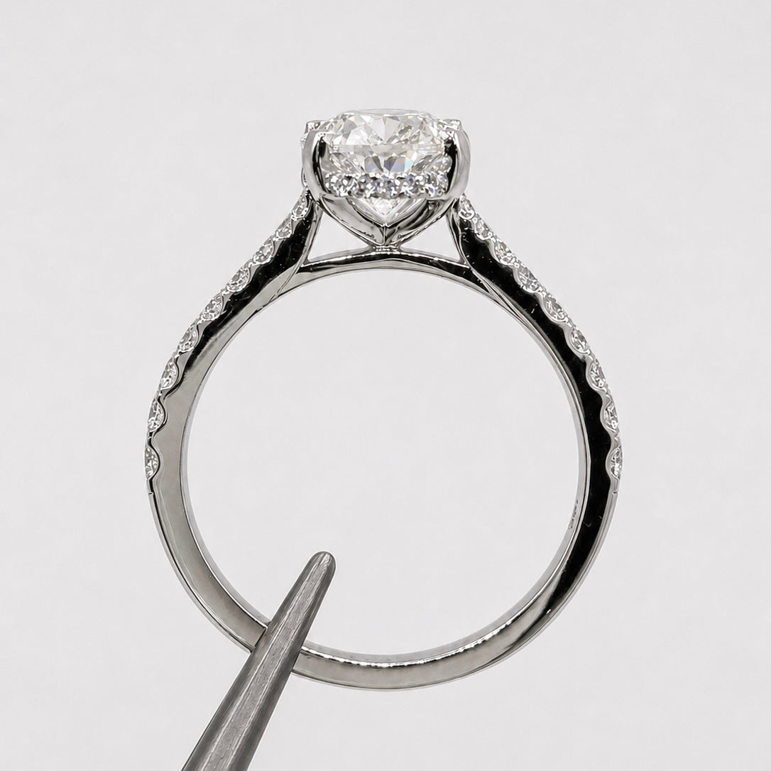 Oval Pavé Lab Diamond Engagement Ring