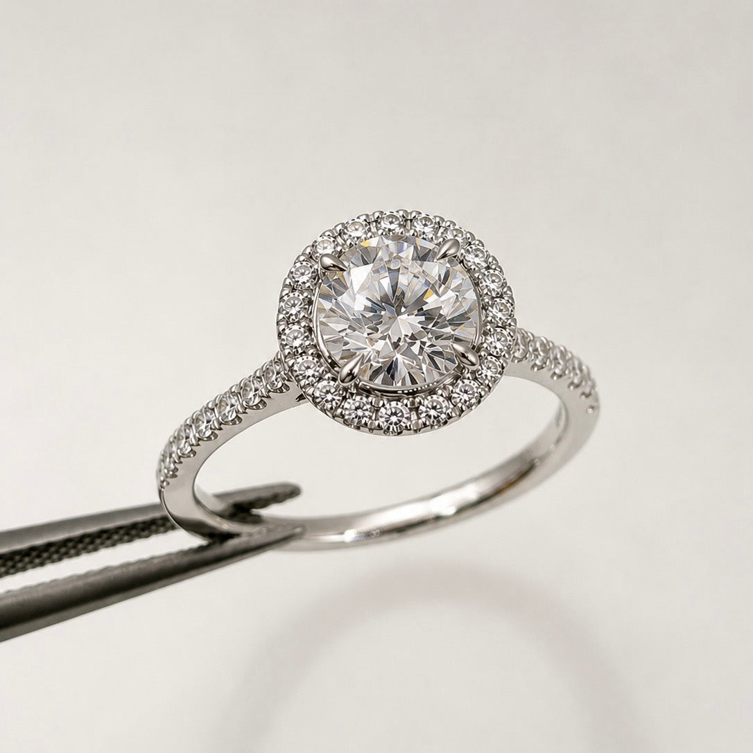 Round Halo Lab Diamond Engagement Ring