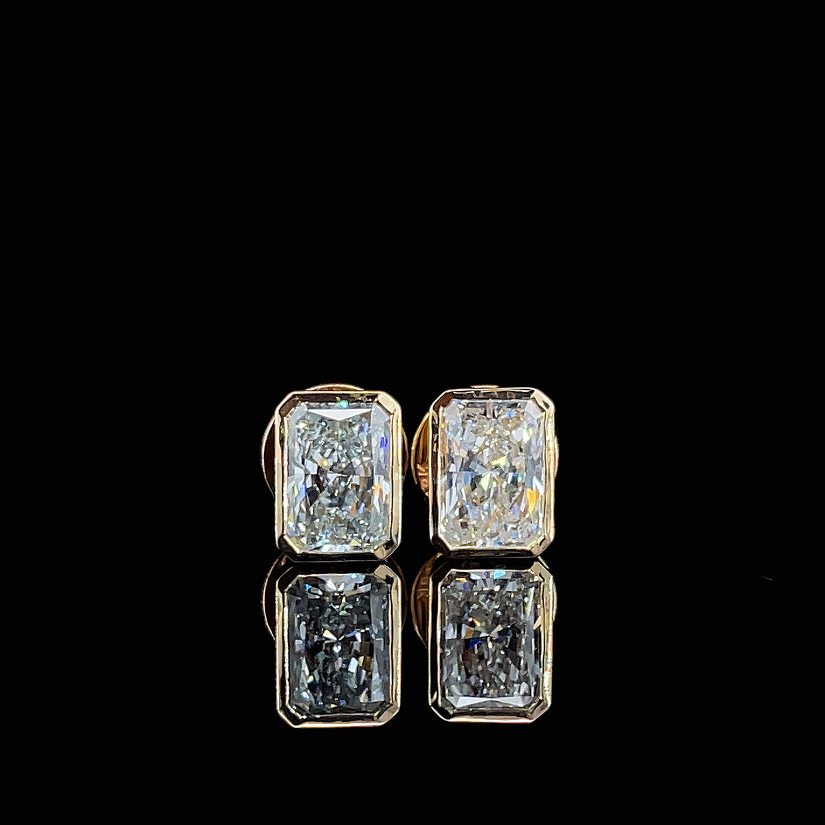 Bezel-Set Radiant-Cut Lab-Grown Diamond Stud Earrings