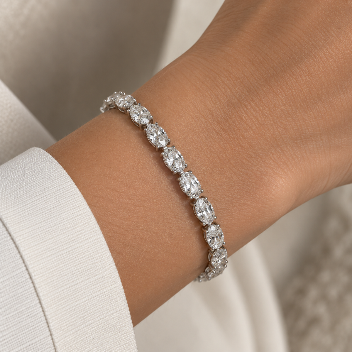 Oval Lab Diamond Tennis Bracelet