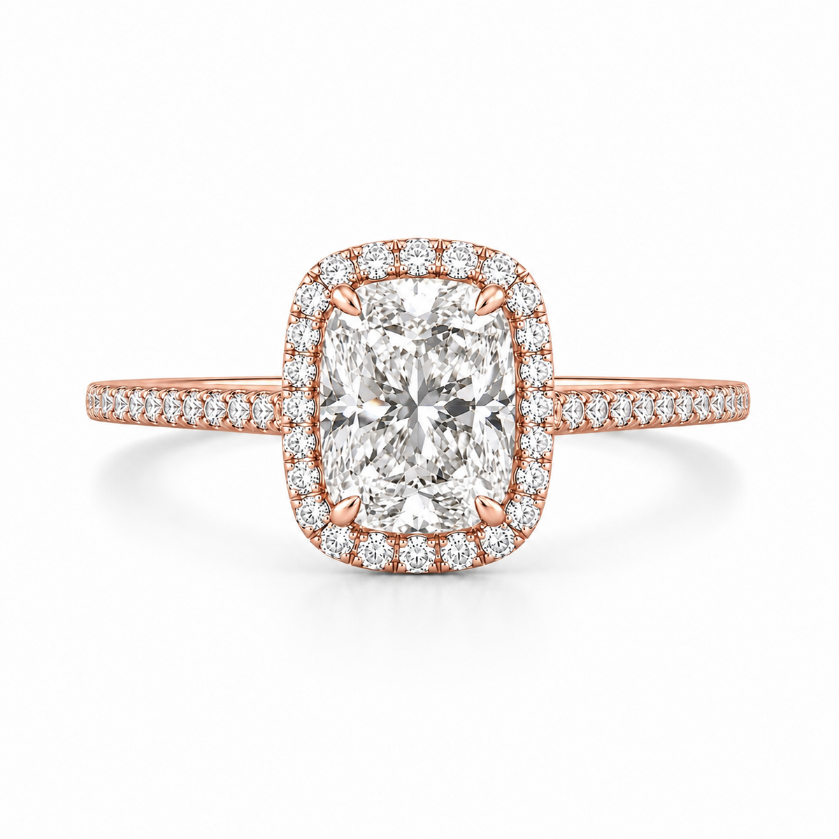 Radiant Cut Halo Lab Diamond Engagement Ring