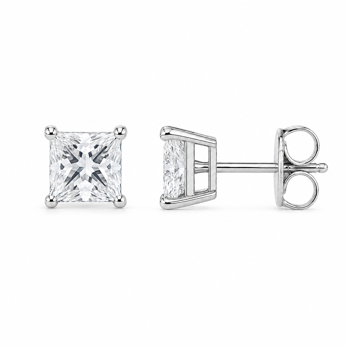 Princess Cut Lab-Grown Diamond Stud Earrings