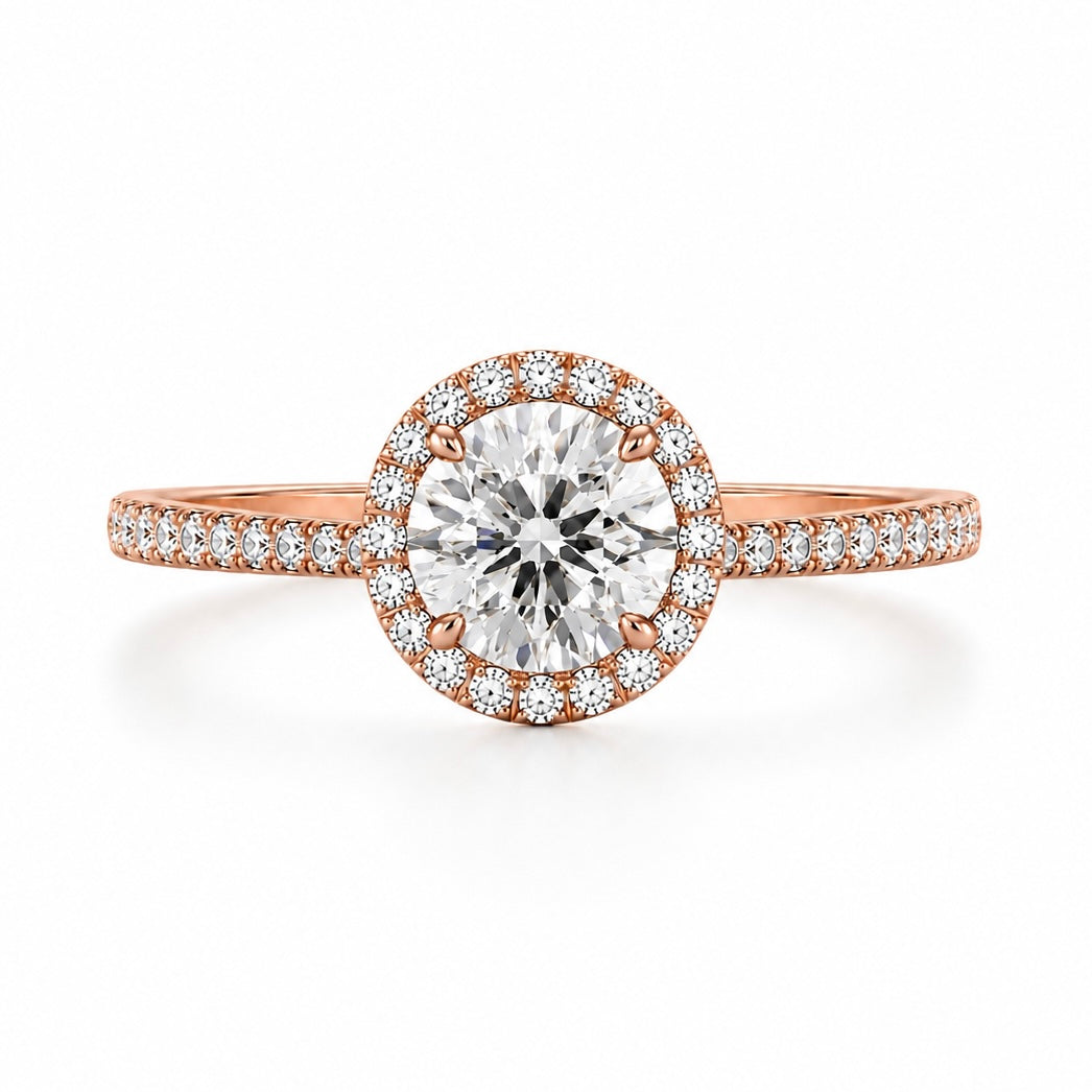 Round Halo Lab Diamond Engagement Ring