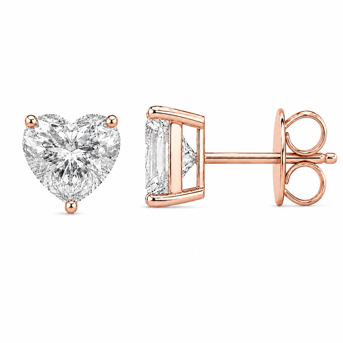 Heart-Shaped Lab-Grown Diamond Stud Earrings
