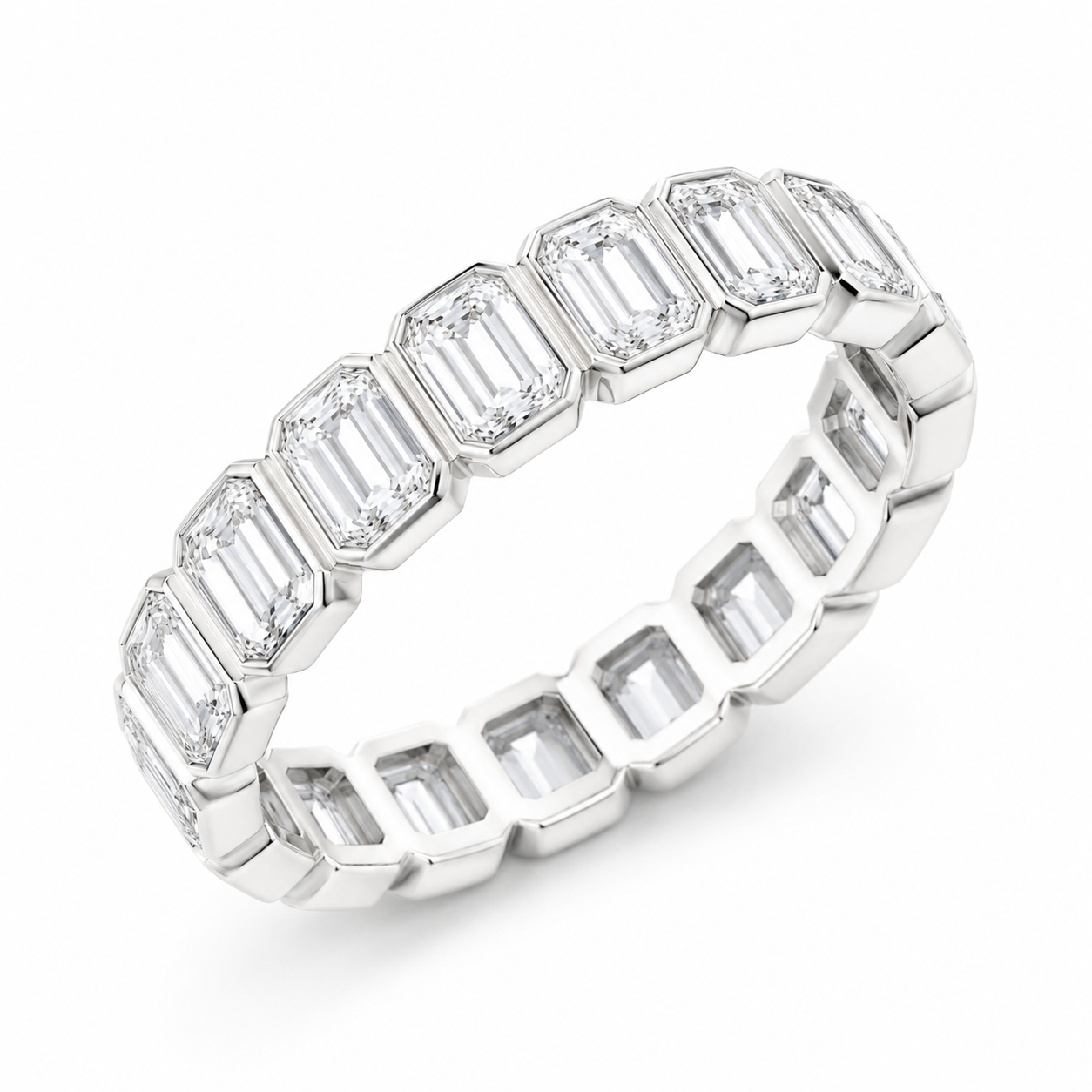 Emerald Cut Bezel Eternity Band