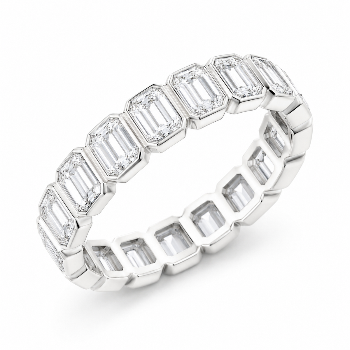 Emerald Cut Bezel Eternity Band