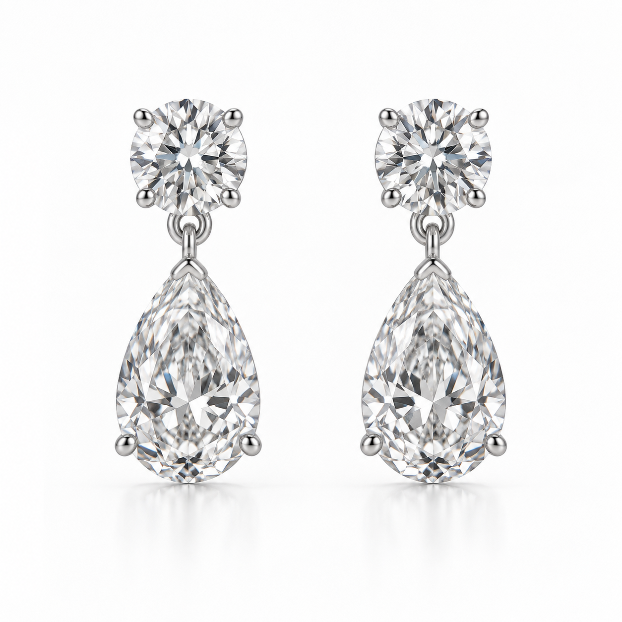 Pear Diamond Drop Earrings