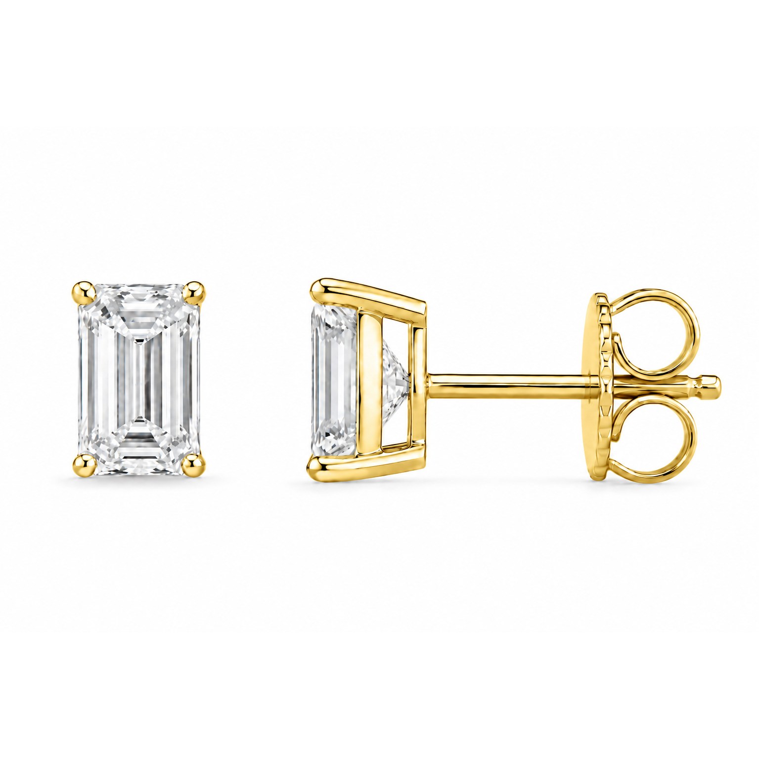 Emerald-Cut Lab-Grown Diamond Stud Earrings