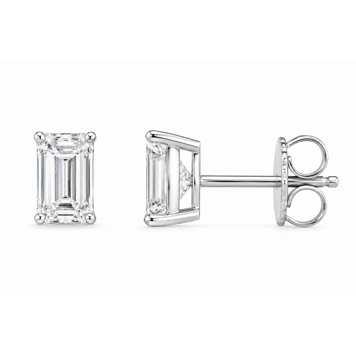 Emerald-Cut Lab-Grown Diamond Stud Earrings