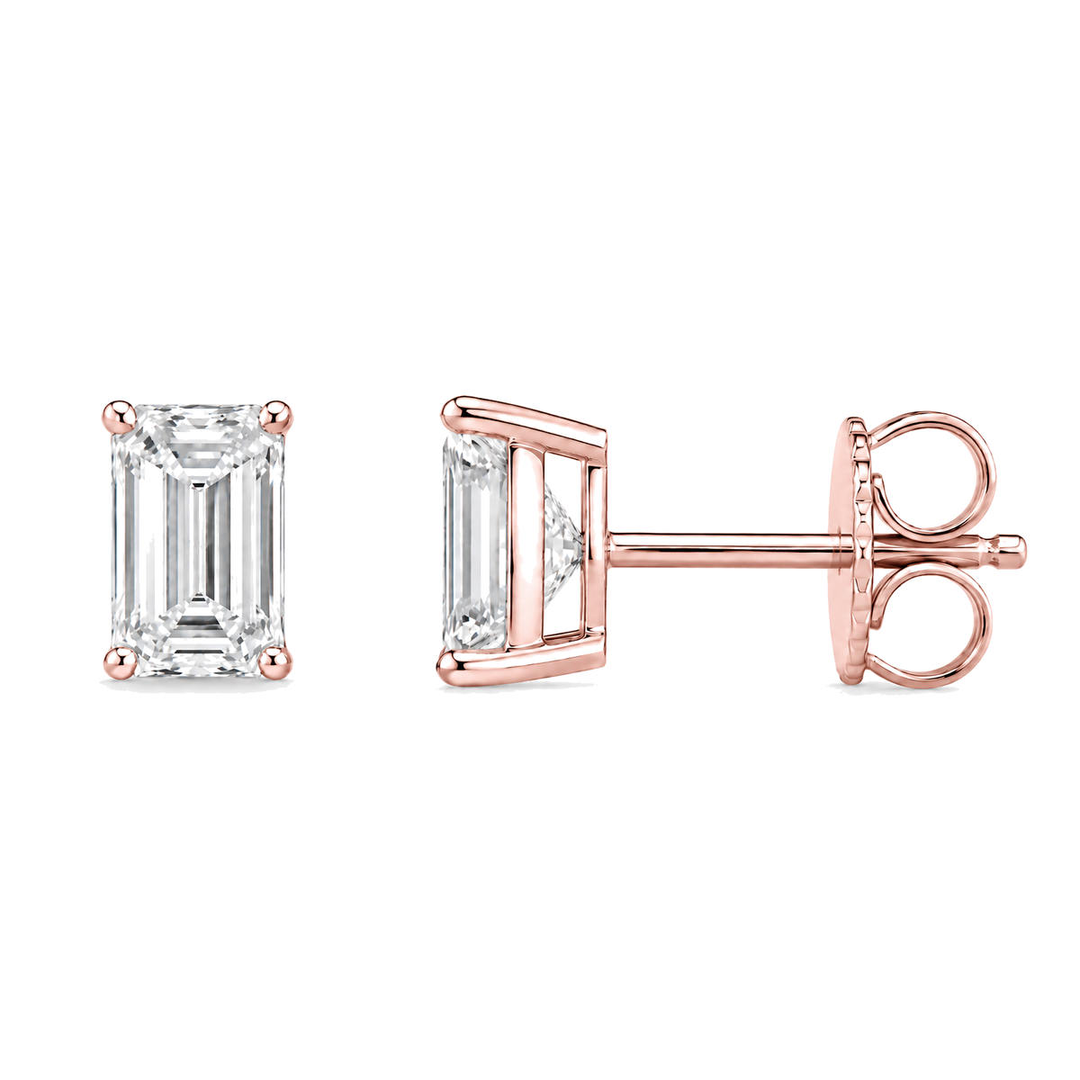 Emerald-Cut Lab-Grown Diamond Stud Earrings