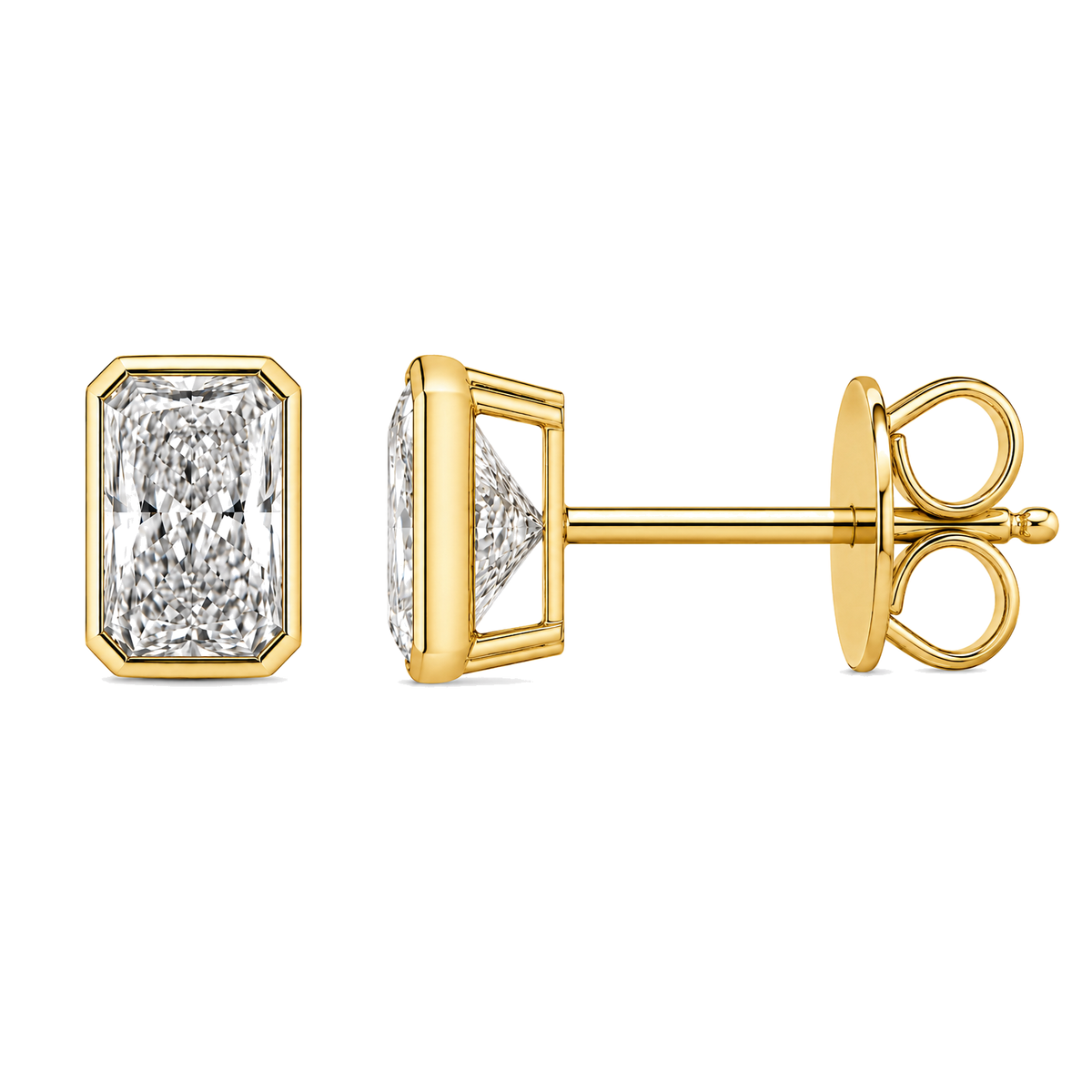 Bezel-Set Radiant-Cut Lab-Grown Diamond Stud Earrings