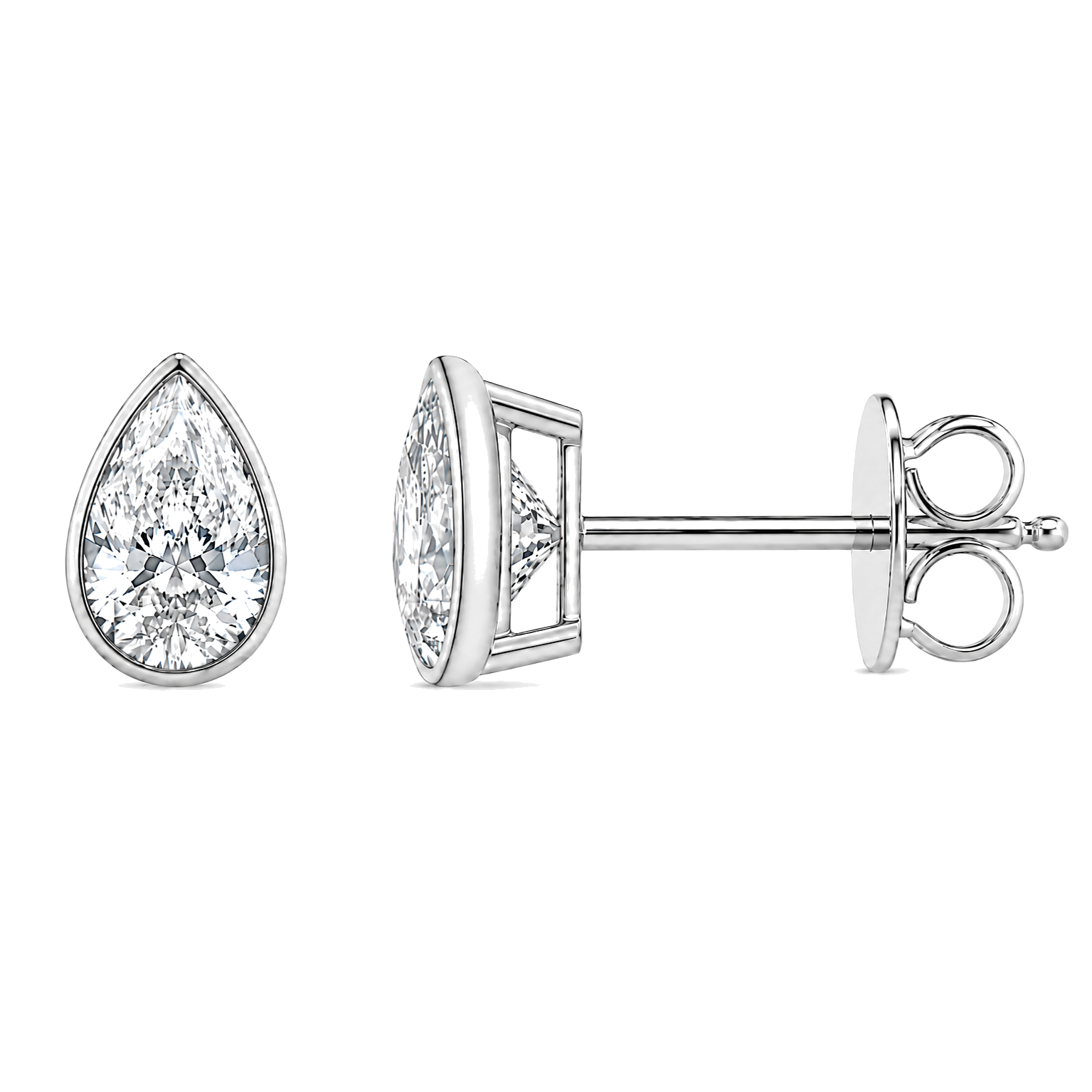 Bezel-Set Pear-Shaped Lab-Grown Diamond Stud Earrings
