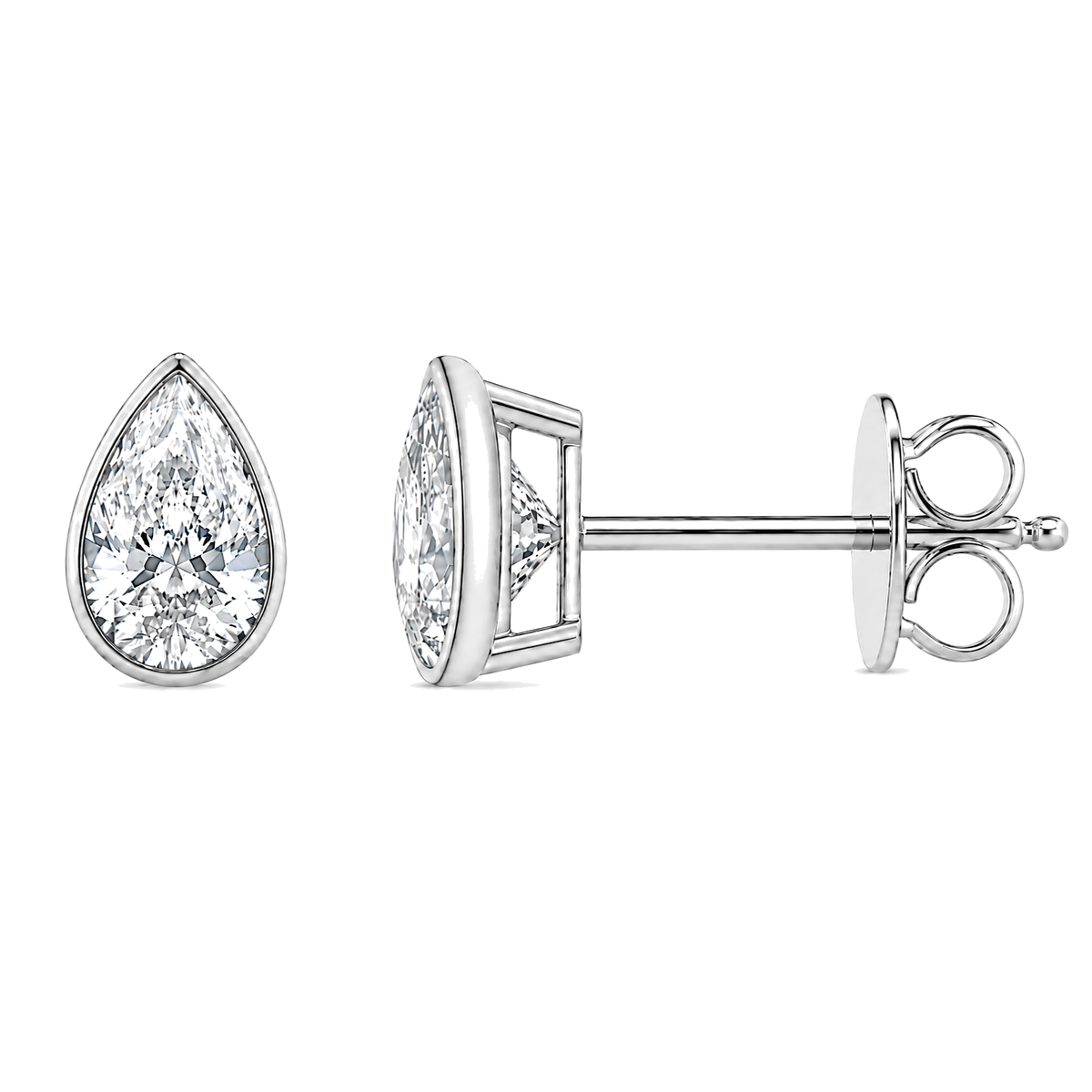 Bezel-Set Pear-Shaped Lab-Grown Diamond Stud Earrings