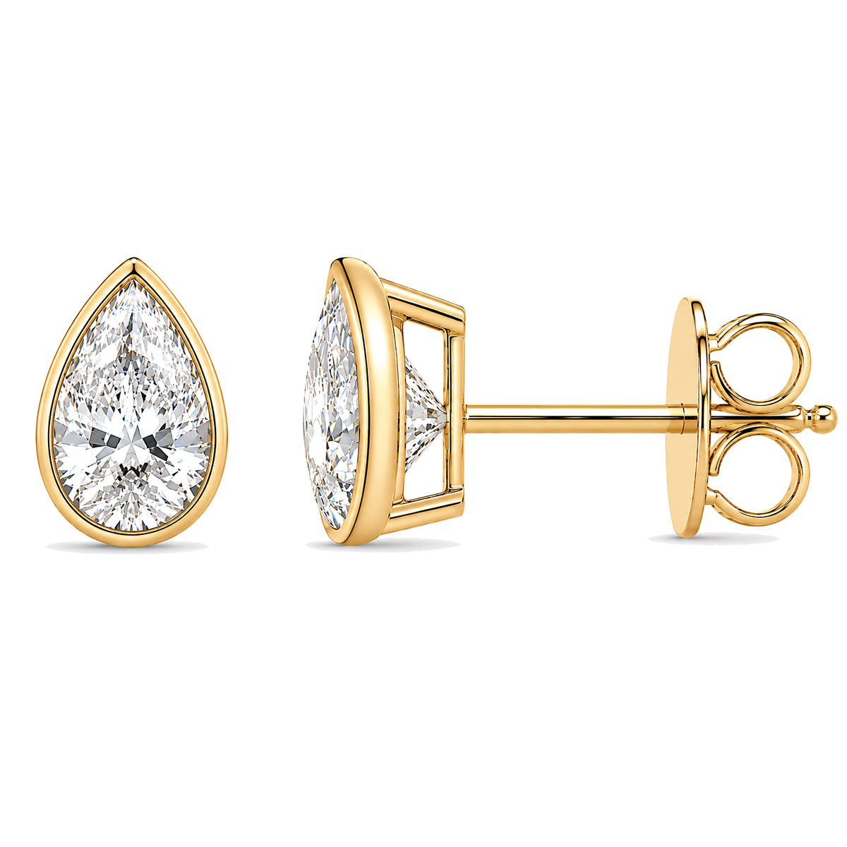 Bezel-Set Pear-Shaped Lab-Grown Diamond Stud Earrings