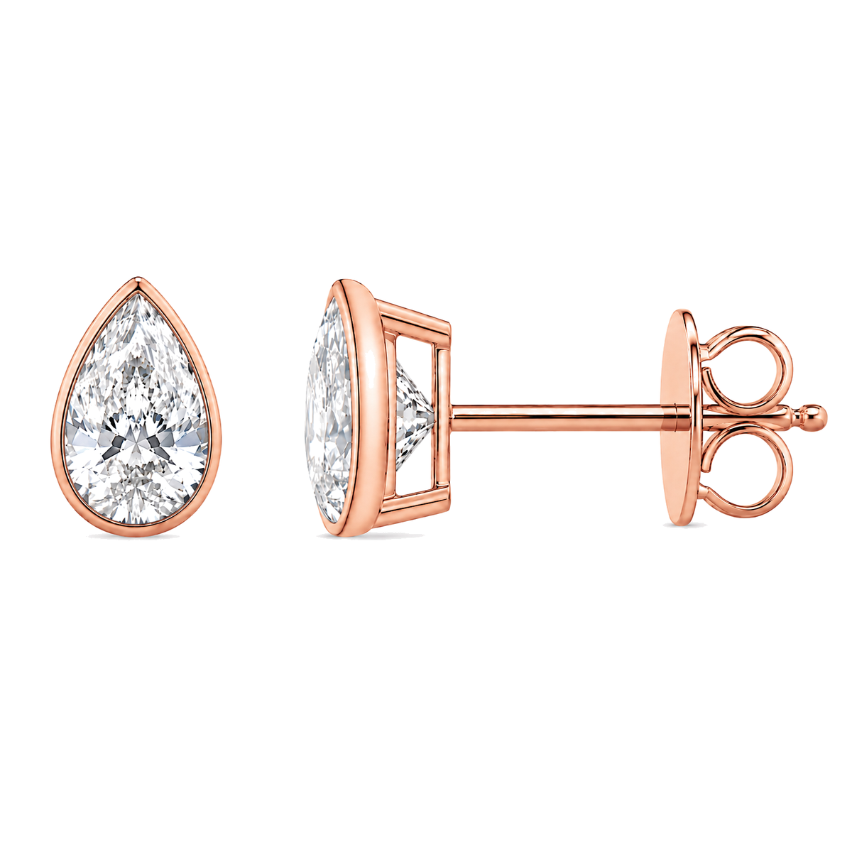 Bezel-Set Pear-Shaped Lab-Grown Diamond Stud Earrings