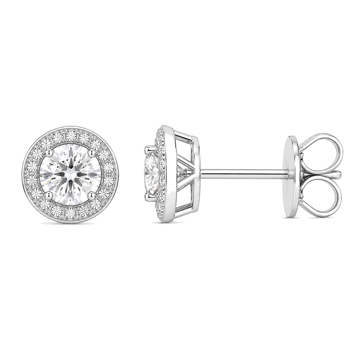 Round Halo Lab-Grown Diamond Stud Earrings