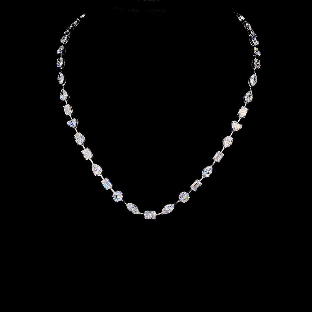 Mixed Shape Lab Diamond Tennis Necklace