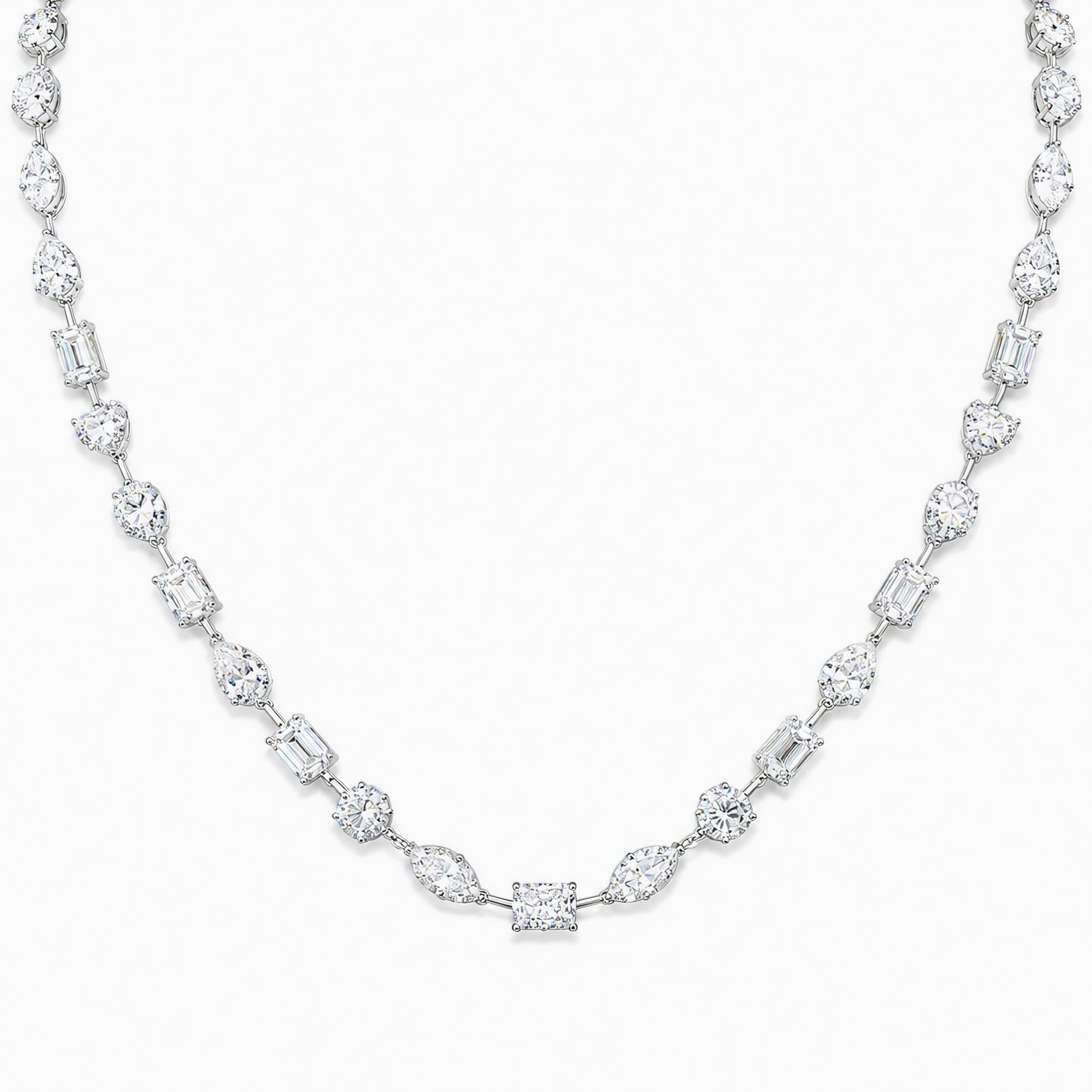 Mixed Shape Lab Diamond Tennis Necklace