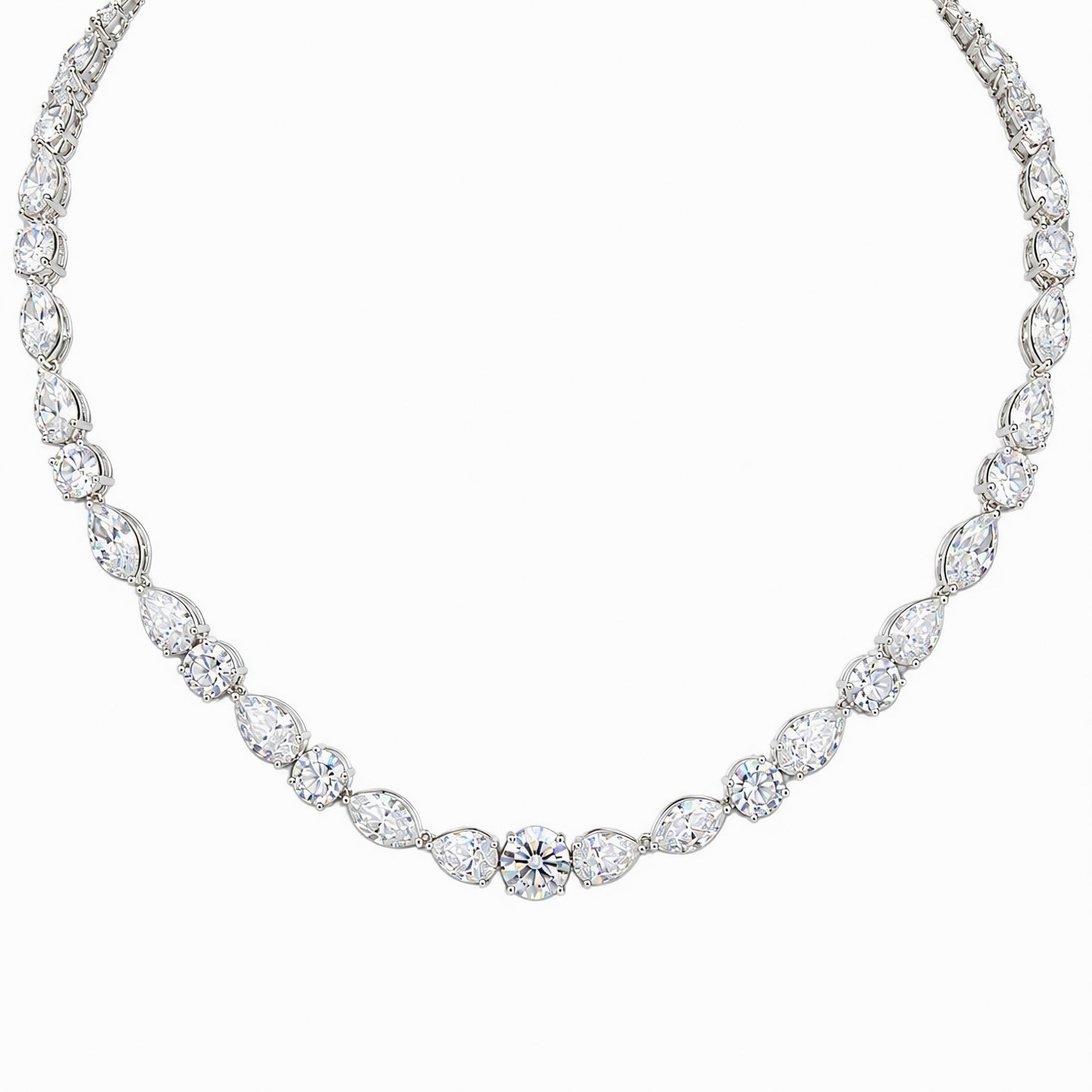 Mixed Shape Diamond Tennis Necklace