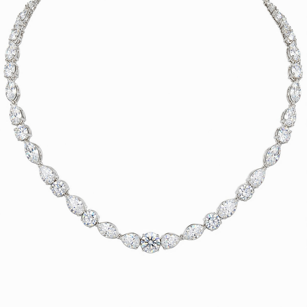 Mixed Shape Diamond Tennis Necklace