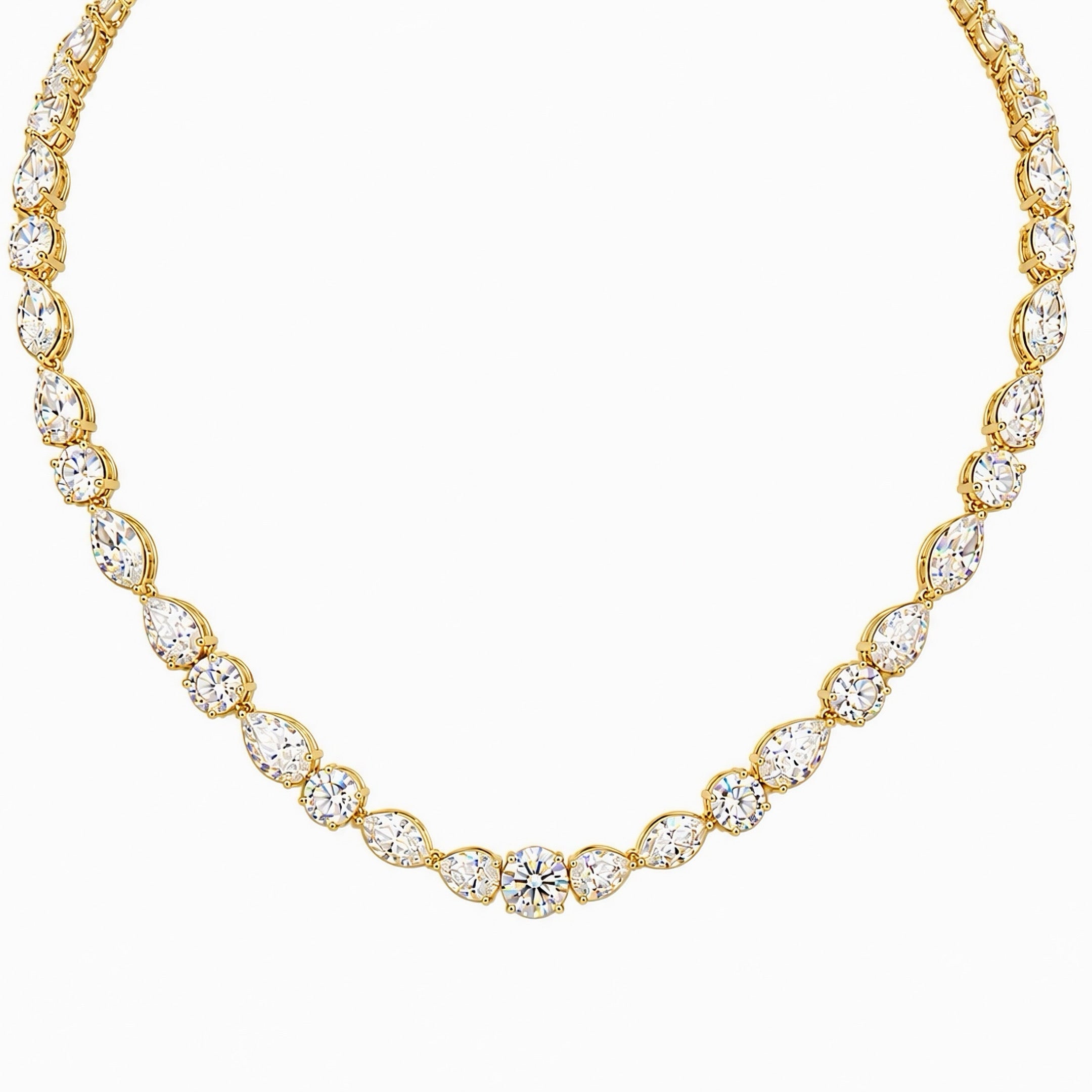 Mixed Shape Diamond Tennis Necklace