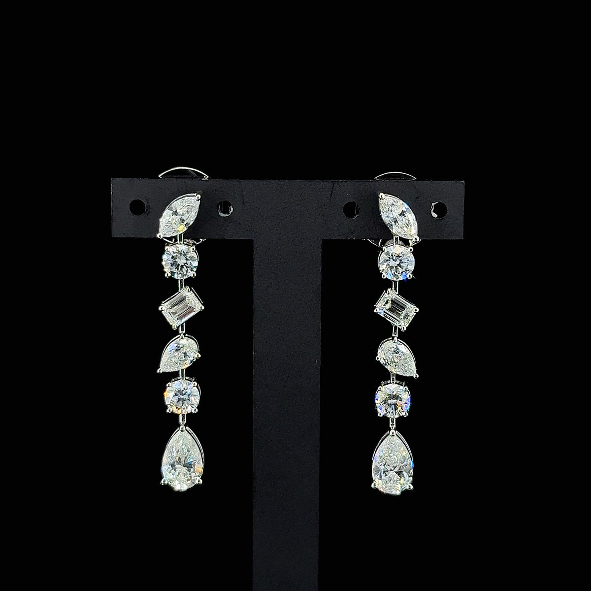 Mixed Shape Diamond Drop Earrings
