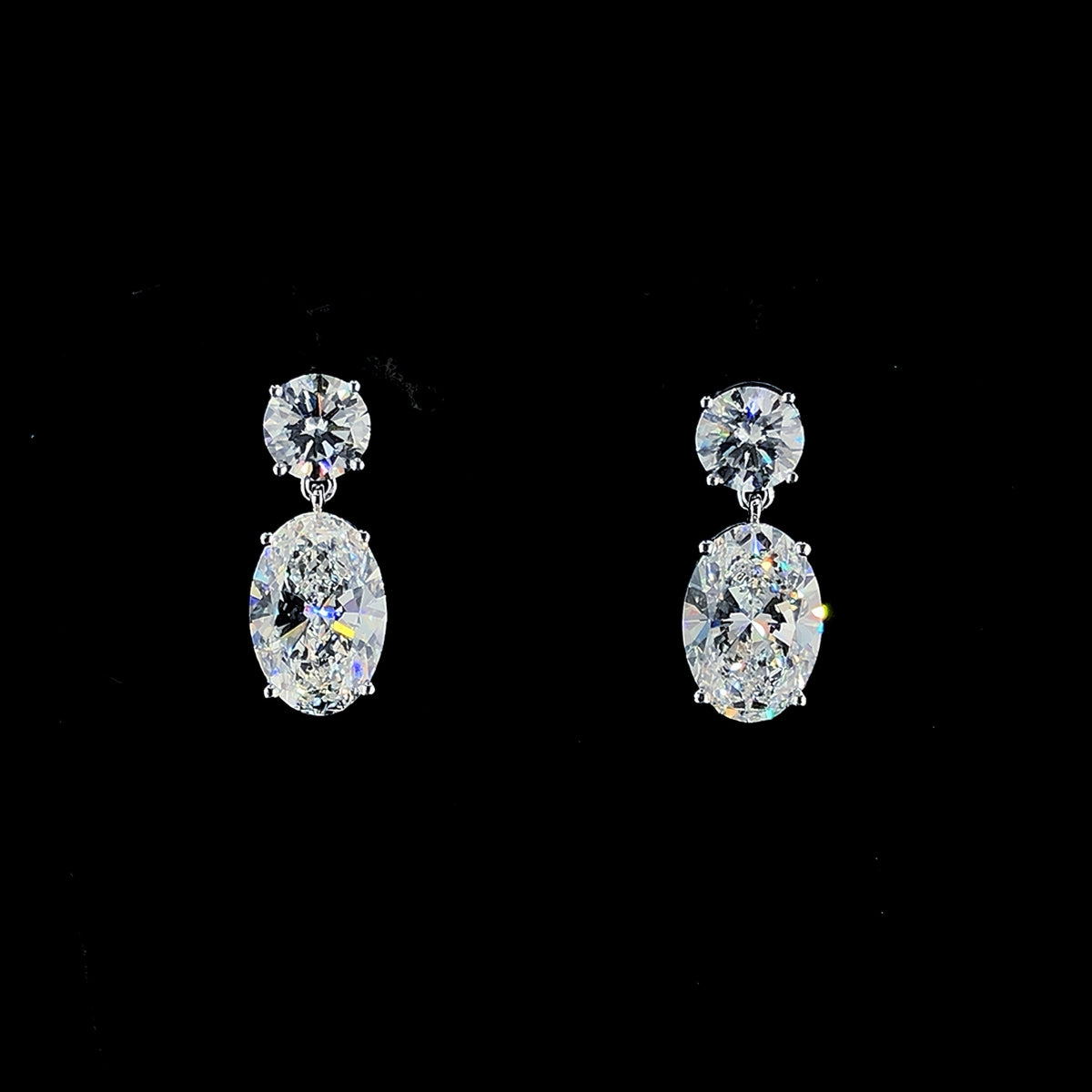 Oval Diamond Drop Earrings