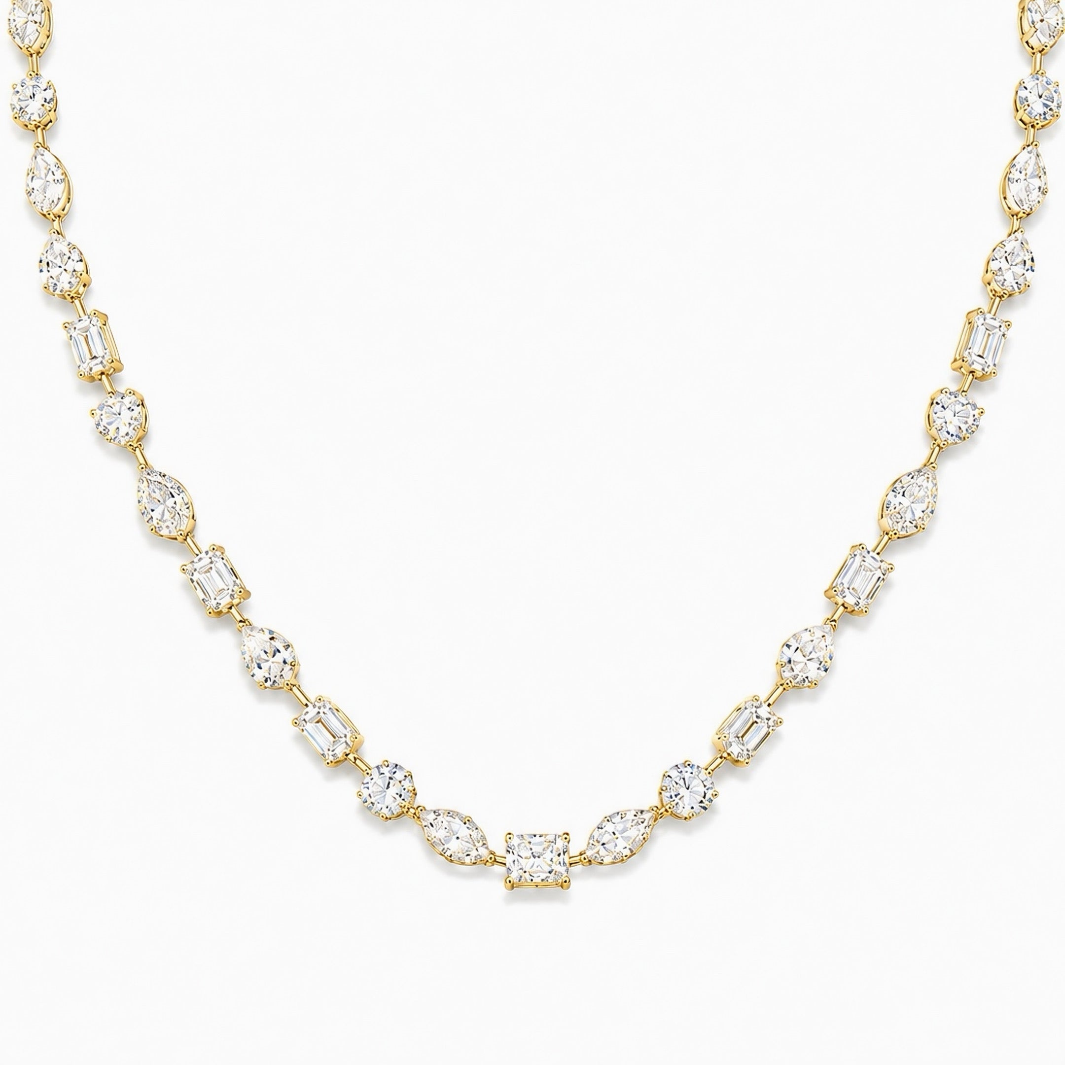 Mixed Shape Lab Diamond Tennis Necklace