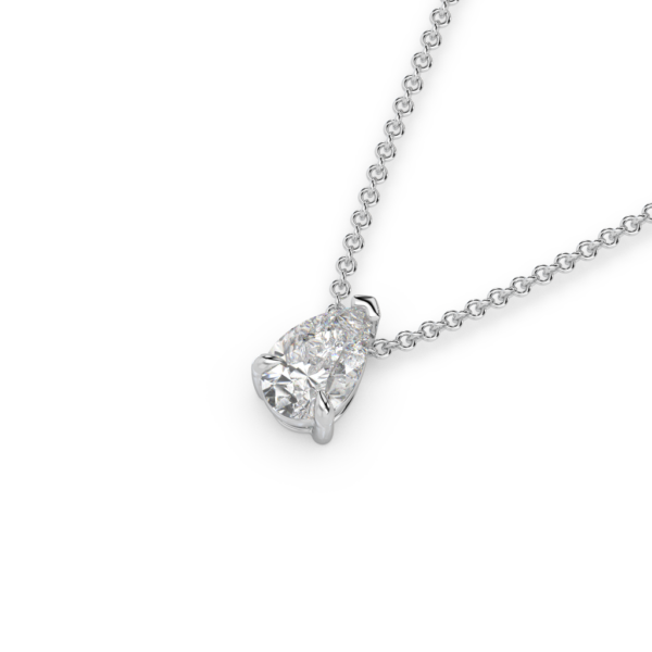 Teardrop Diamond Pendant - White Gold