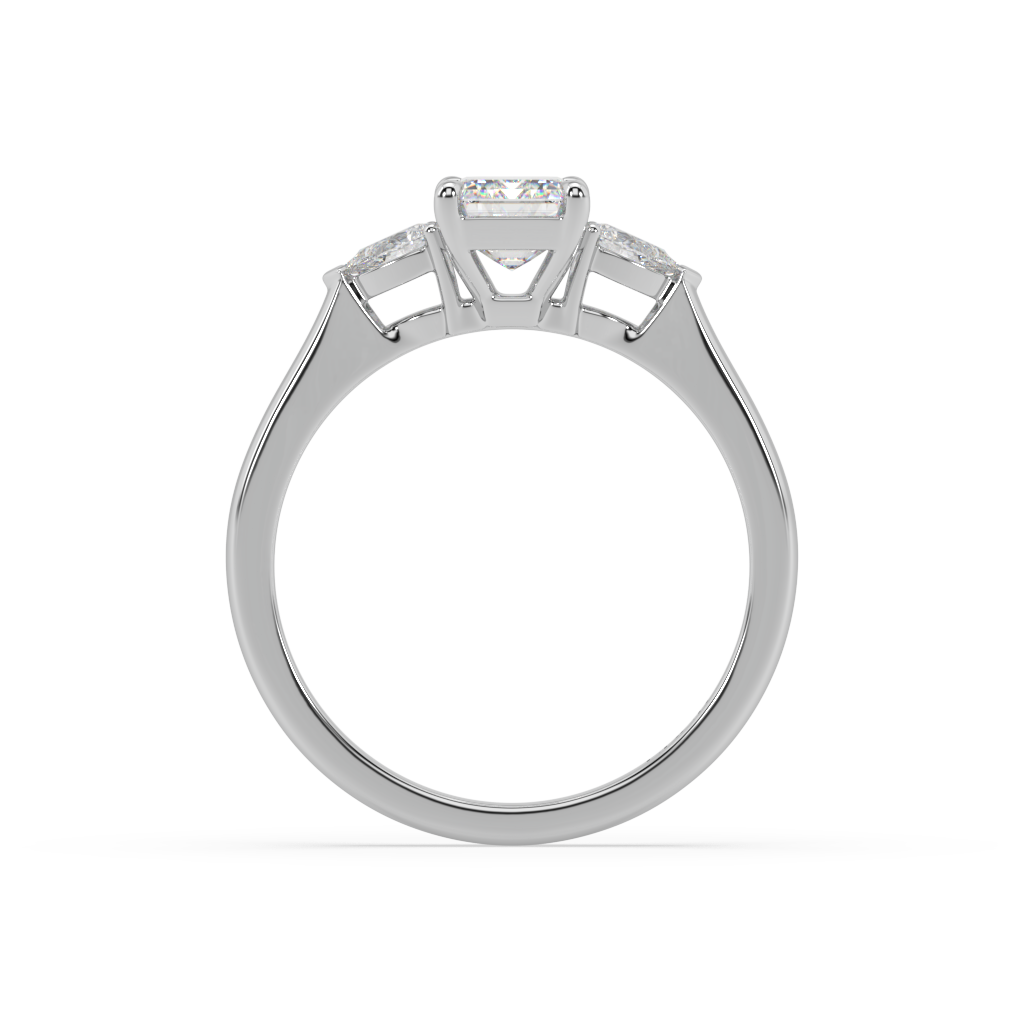 3 Stone Trilogy White Gold Engagement Ring 04