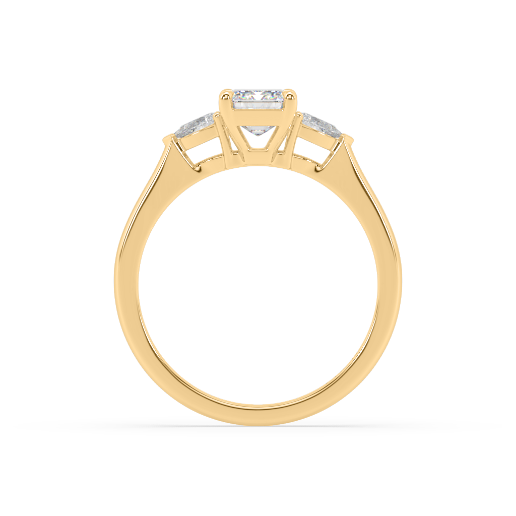 3 Stone Trilogy Engagement Ring Yellow Gold 04