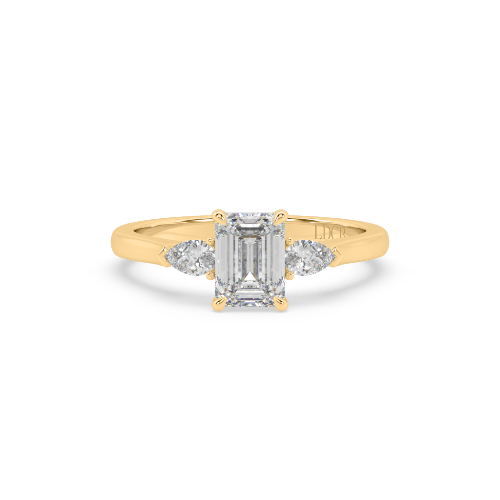 3 Stone Trilogy Engagement Ring Yellow Gold 02