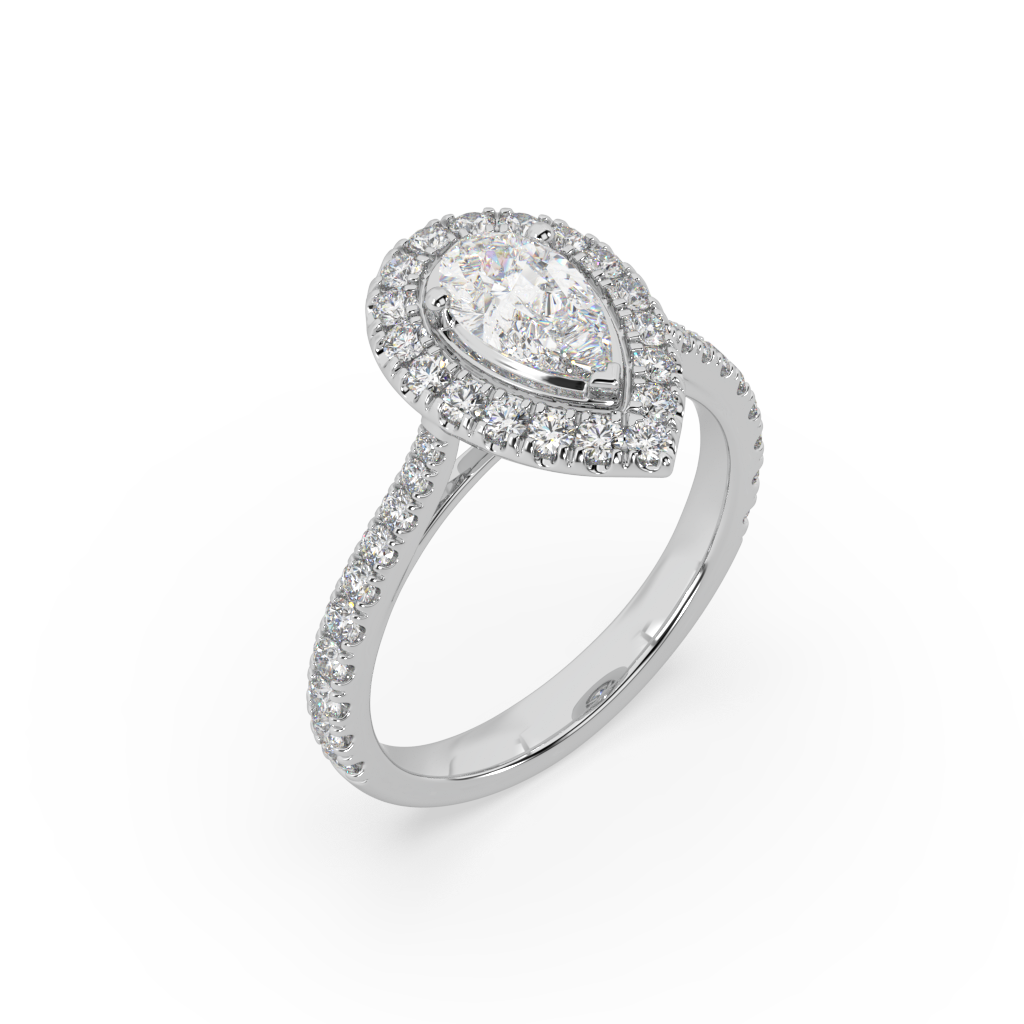 Pear Shape Lab Diamond Halo Ring